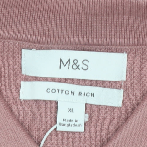 Marks and Spencer Men’s Pink Cotton Polo Shirt XL