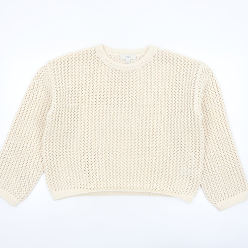 Marks and Spencer Womens Ivory Open Knit Relaxed Pullover Jumper M