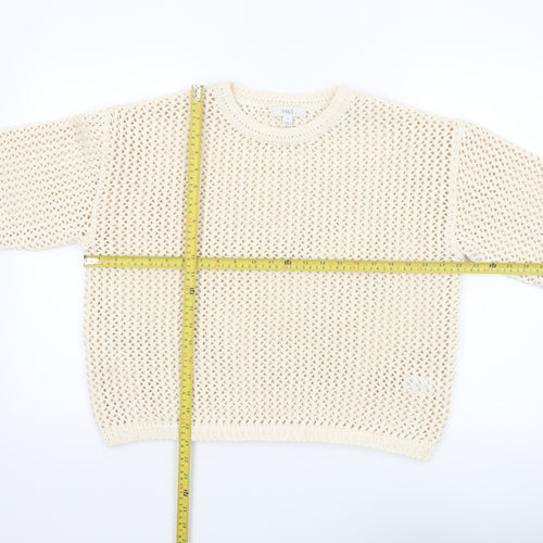 Marks and Spencer Womens Ivory Open Knit Relaxed Pullover Jumper M