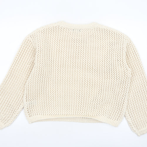 Marks and Spencer Womens Ivory Open Knit Relaxed Pullover Jumper M