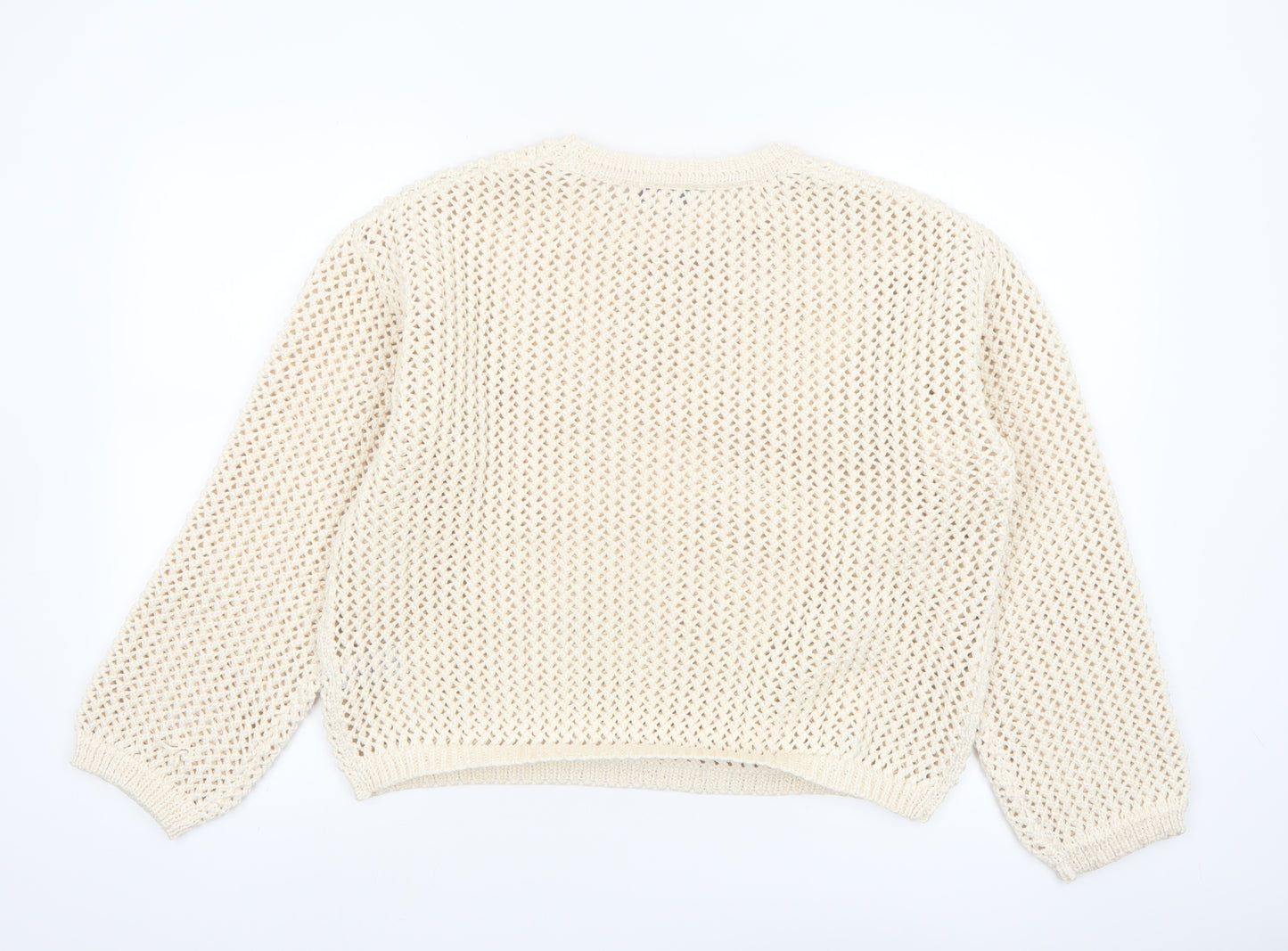 Marks and Spencer Womens Ivory Open Knit Relaxed Pullover Jumper M