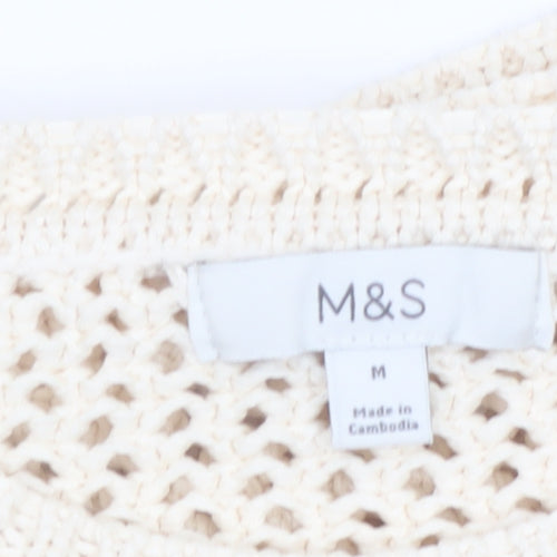 Marks and Spencer Womens Ivory Open Knit Relaxed Pullover Jumper M