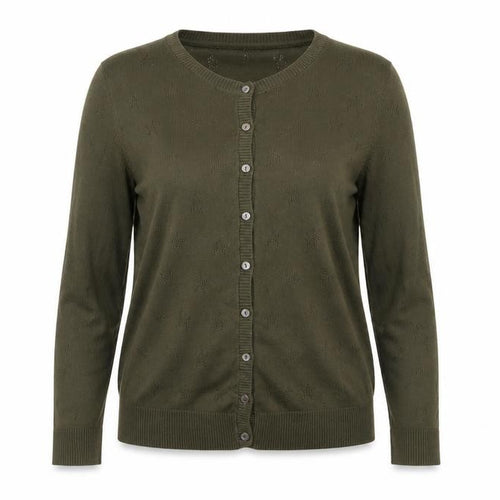 Heyton Womens Green Cotton Crew Neck Button Cardigan L 14