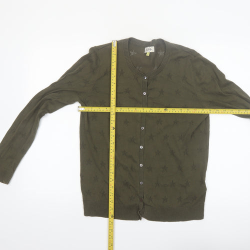 Heyton Womens Green Cotton Crew Neck Button Cardigan L 14