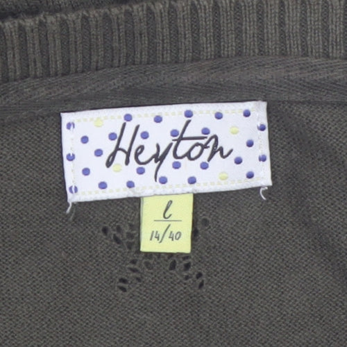 Heyton Womens Green Cotton Crew Neck Button Cardigan L 14