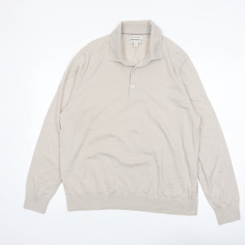 Marks and Spencer Autograph Mens Beige 2XL Wool Collared Pullover Jumper