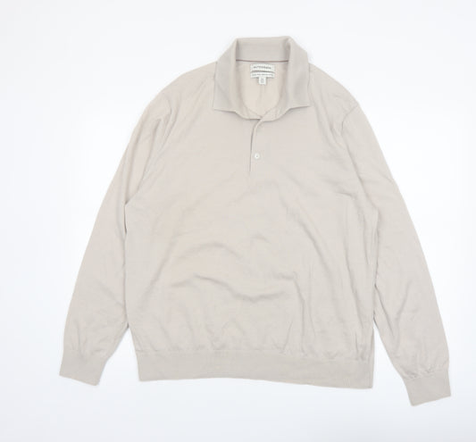 Marks and Spencer Autograph Mens Beige 2XL Wool Collared Pullover Jumper