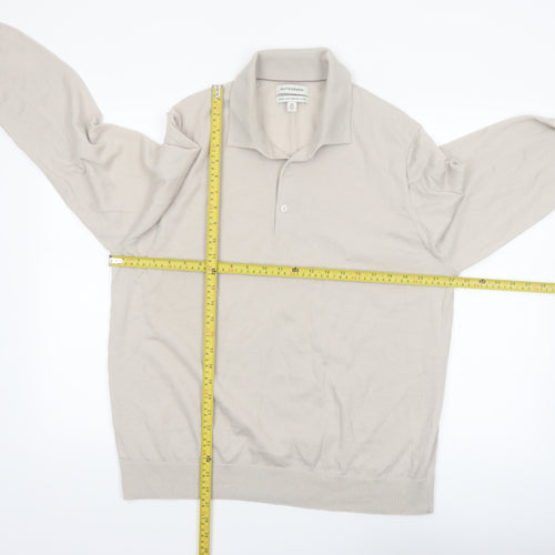 Marks and Spencer Autograph Mens Beige 2XL Wool Collared Pullover Jumper