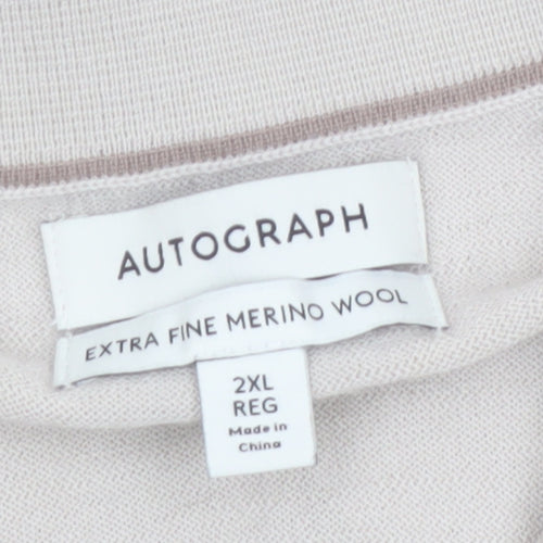 Marks and Spencer Autograph Mens Beige 2XL Wool Collared Pullover Jumper