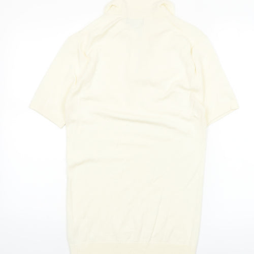boohooMAN Ivory Zip Neck Short Sleeve Polo Shirt Men M