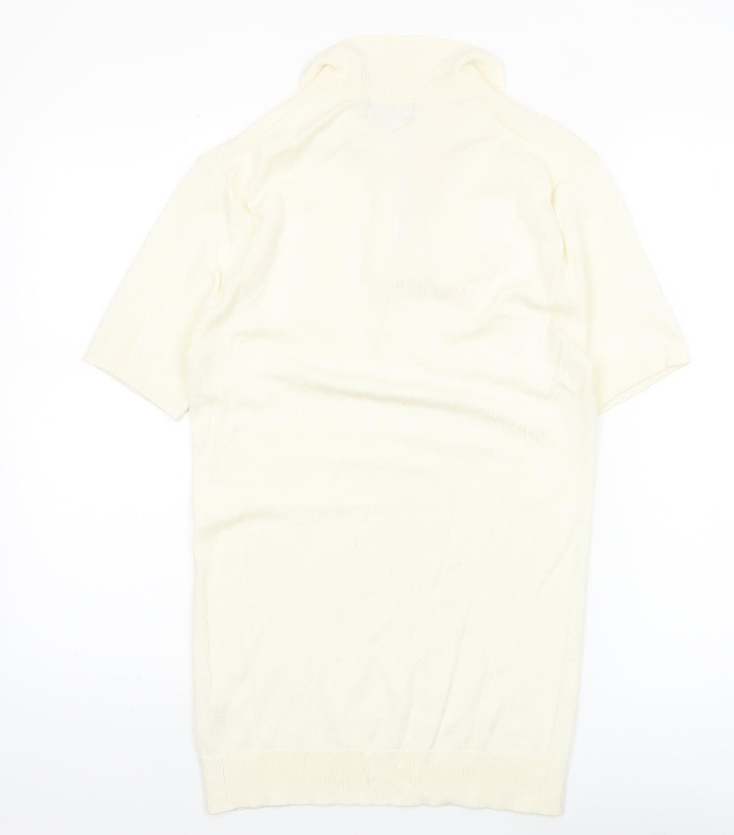 boohooMAN Ivory Zip Neck Short Sleeve Polo Shirt Men M