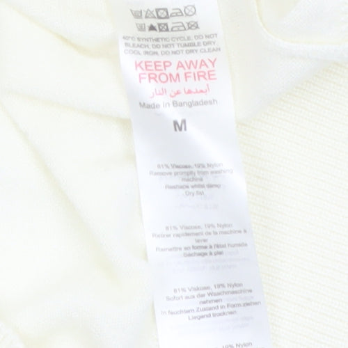 boohooMAN Ivory Zip Neck Short Sleeve Polo Shirt Men M