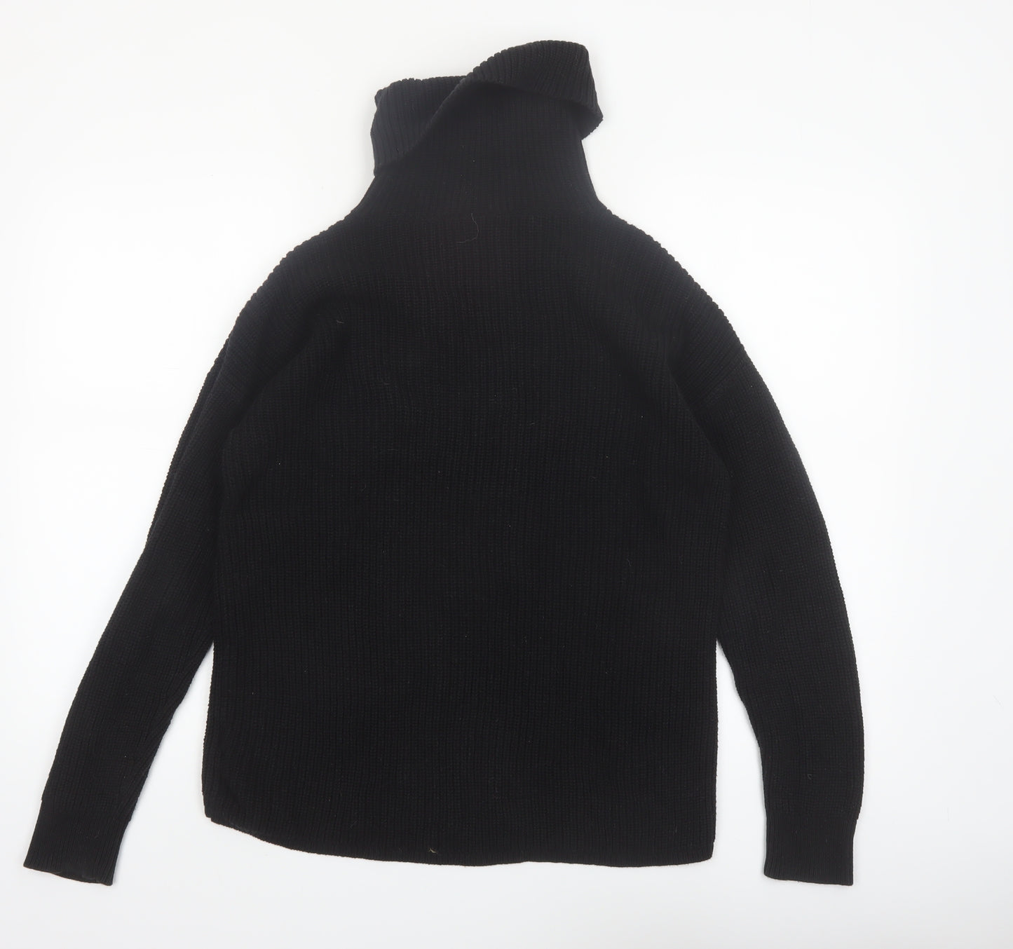 GAP Women's Black Roll Neck Cable-Knit Cotton Jumper Size S