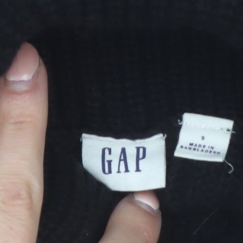 GAP Women's Black Roll Neck Cable-Knit Cotton Jumper Size S