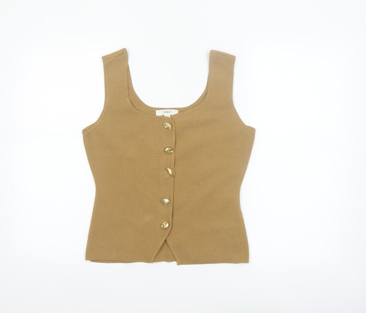 Marks and Spencer Women's Brown Knit Button Tank Top S