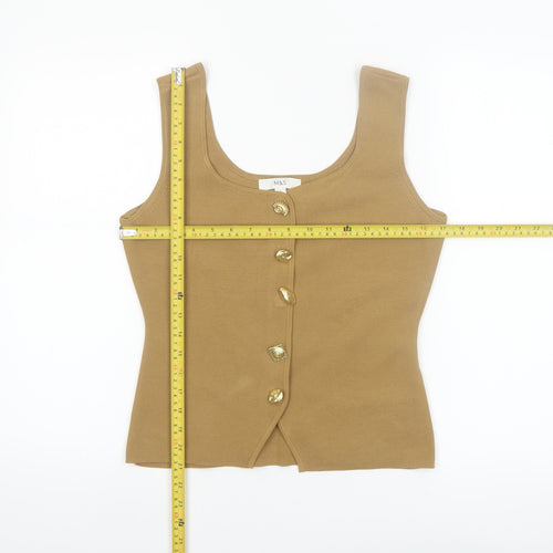 Marks and Spencer Women's Brown Knit Button Tank Top S