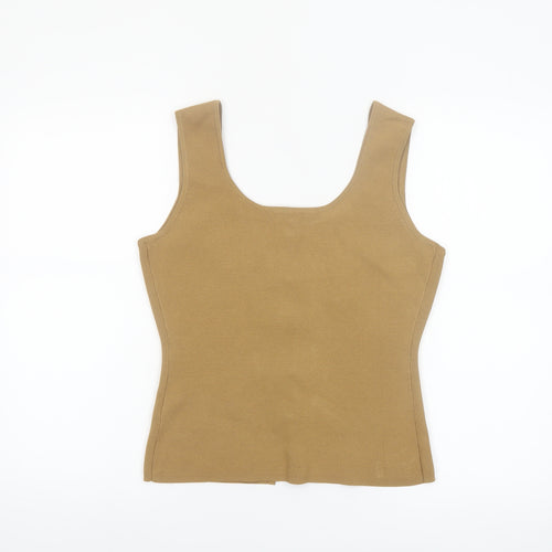 Marks and Spencer Women's Brown Knit Button Tank Top S