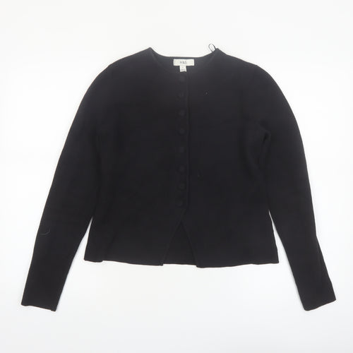 Marks and Spencer Women's Black Crew Neck Button Cardigan Size S