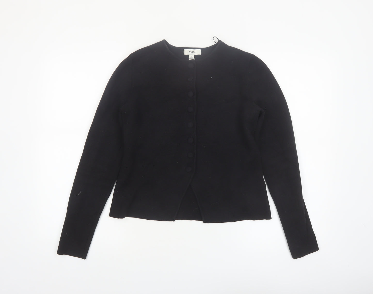 Marks and Spencer Women's Black Crew Neck Button Cardigan Size S