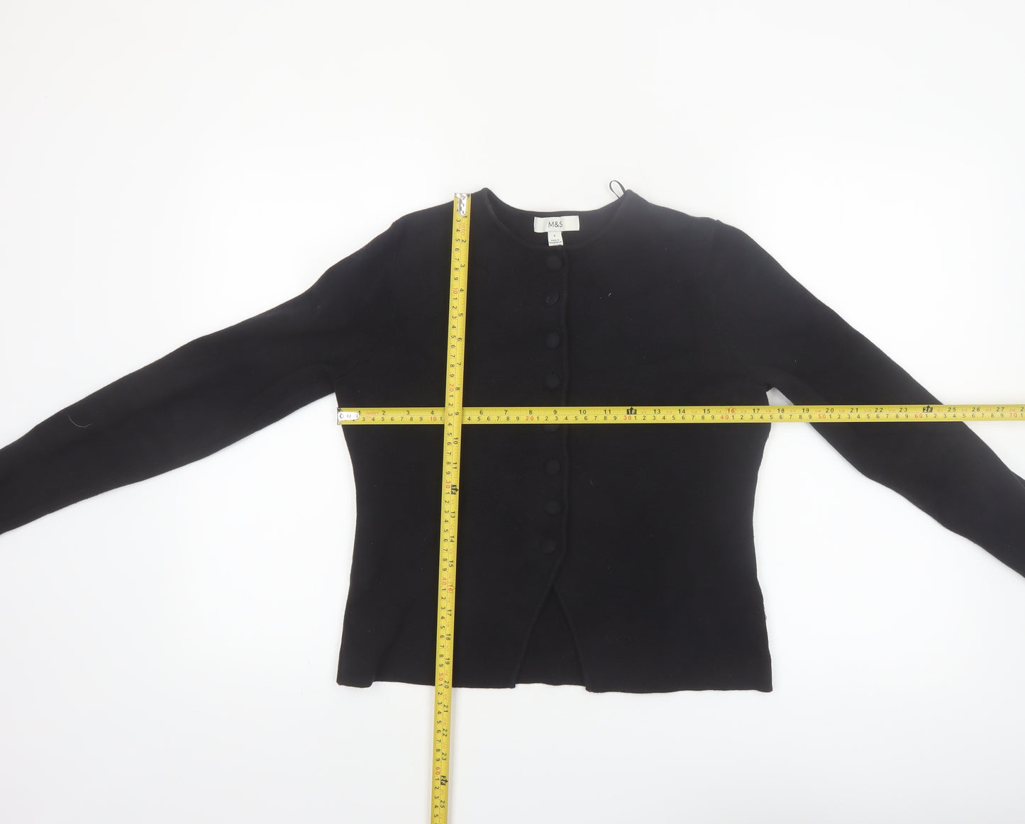 Marks and Spencer Women's Black Crew Neck Button Cardigan Size S
