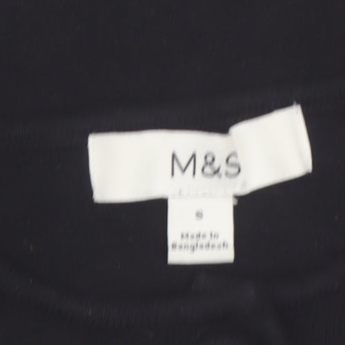Marks and Spencer Women's Black Crew Neck Button Cardigan Size S