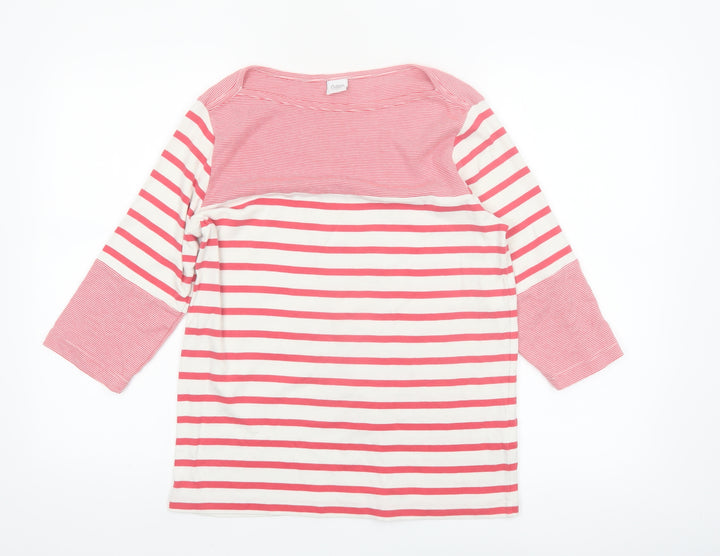 Cotton Traders Womens Pink Striped 3/4 Sleeve Cotton T-Shirt Size 14