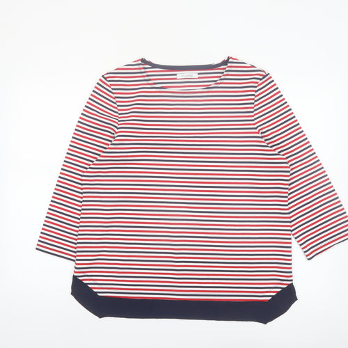 Marks and Spencer Women's Multicoloured Striped 3/4 Sleeve Jersey T-Shirt Size 14