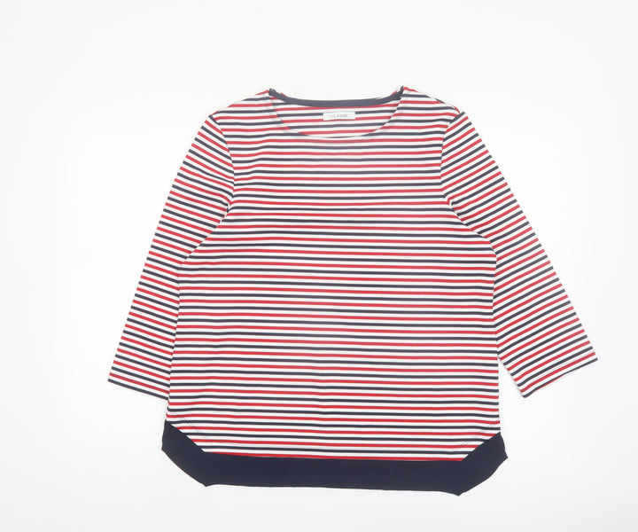 Marks and Spencer Women's Multicoloured Striped 3/4 Sleeve Jersey T-Shirt Size 14