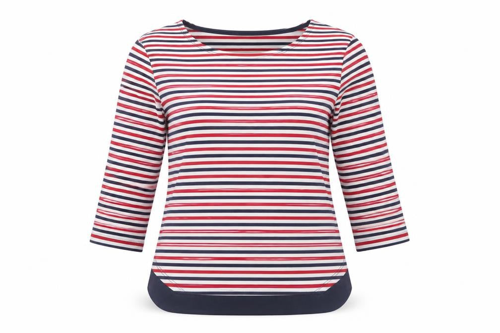 Marks and Spencer Women's Multicoloured Striped 3/4 Sleeve Jersey T-Shirt Size 14