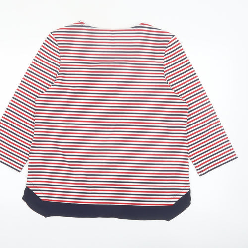 Marks and Spencer Women's Multicoloured Striped 3/4 Sleeve Jersey T-Shirt Size 14
