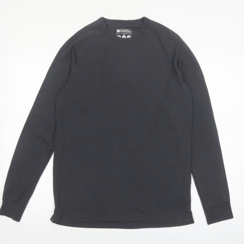 Mountain Warehouse Men Black Merino Wool Long Sleeve Base Layer Top L