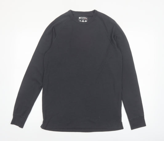 Mountain Warehouse Men Black Merino Wool Long Sleeve Base Layer Top L