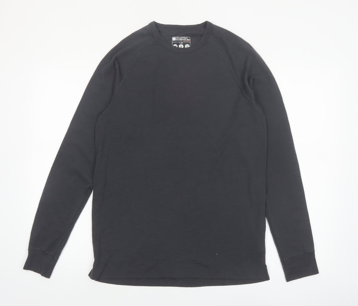 Mountain Warehouse Men Black Merino Wool Long Sleeve Base Layer Top L