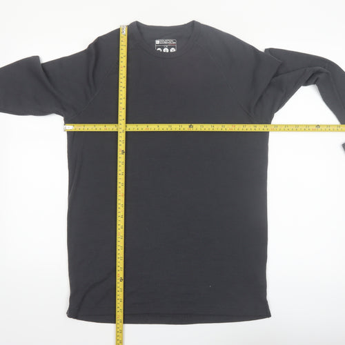 Mountain Warehouse Men Black Merino Wool Long Sleeve Base Layer Top L