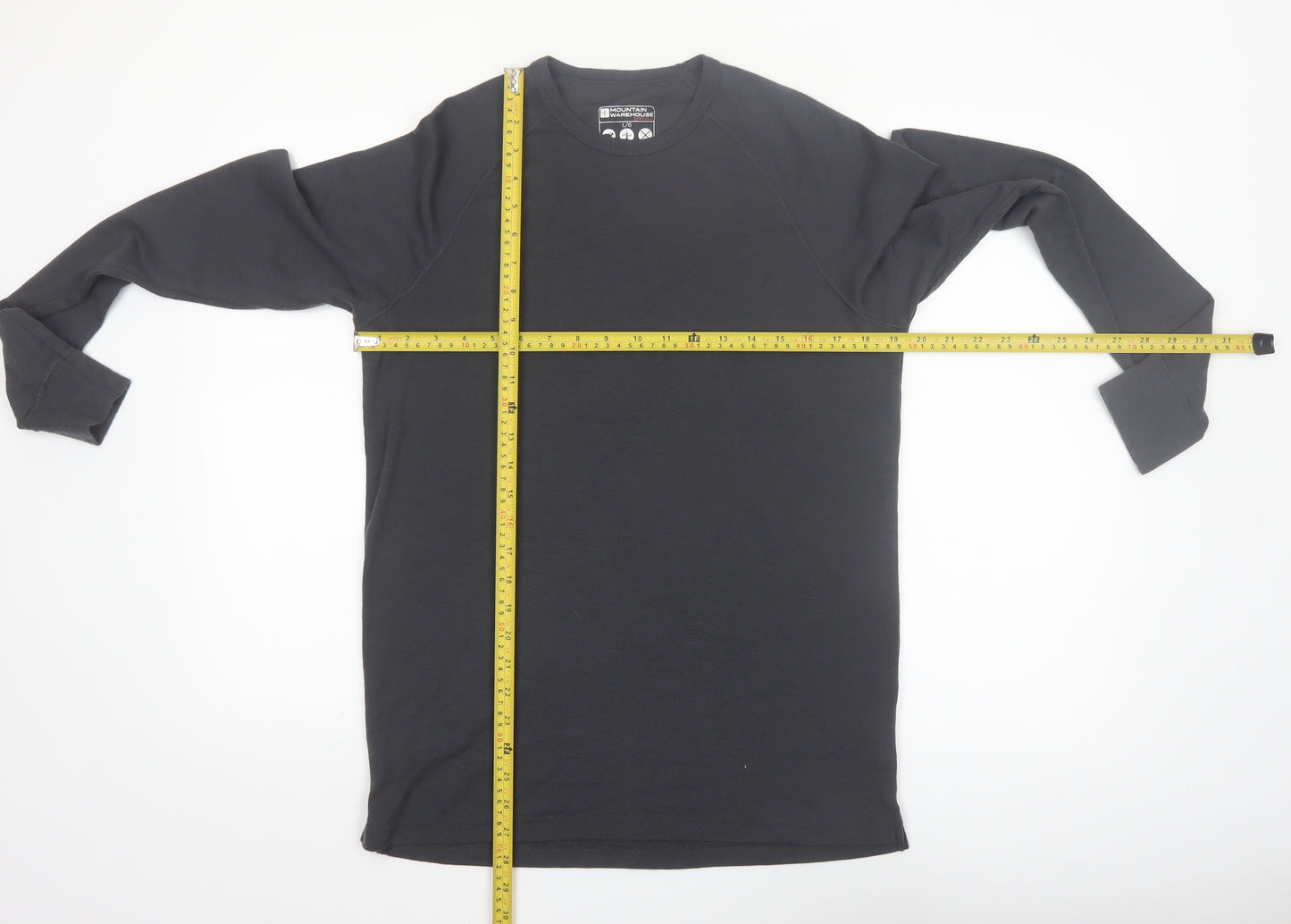 Mountain Warehouse Men Black Merino Wool Long Sleeve Base Layer Top L