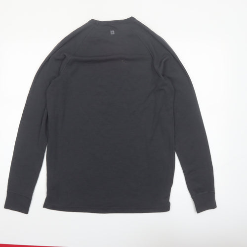 Mountain Warehouse Men Black Merino Wool Long Sleeve Base Layer Top L