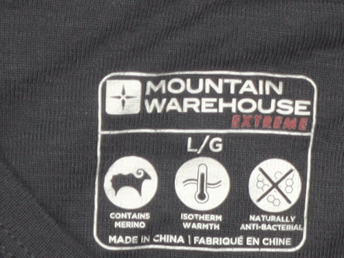 Mountain Warehouse Men Black Merino Wool Long Sleeve Base Layer Top L