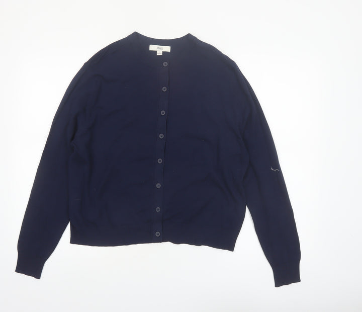 Marks and Spencer Women's Navy Blue Size 16 Cardigan Jumper