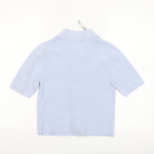 Marks and Spencer Womens Blue Collared Short Sleeve Knit Blouse XS