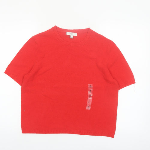 Marks and Spencer Women's Red Short Sleeve Basic Cotton Knit Top M