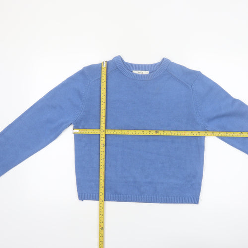 Marks and Spencer Women Blue Cotton Crew Neck Pullover Jumper Size S