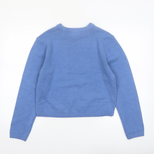 Marks and Spencer Women Blue Cotton Crew Neck Pullover Jumper Size S