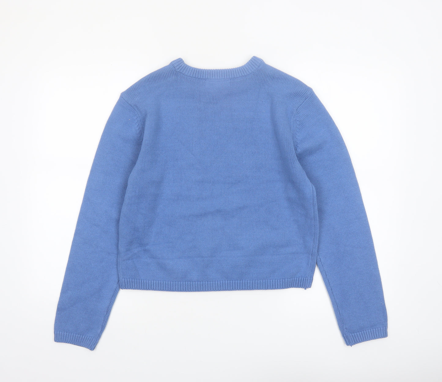 Marks and Spencer Women Blue Cotton Crew Neck Pullover Jumper Size S