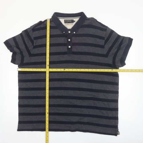Hammond & Co Men's Navy Grey Striped Cotton Polo Shirt XXL Classic Fit