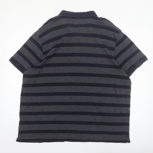 Hammond & Co Men's Navy Grey Striped Cotton Polo Shirt XXL Classic Fit