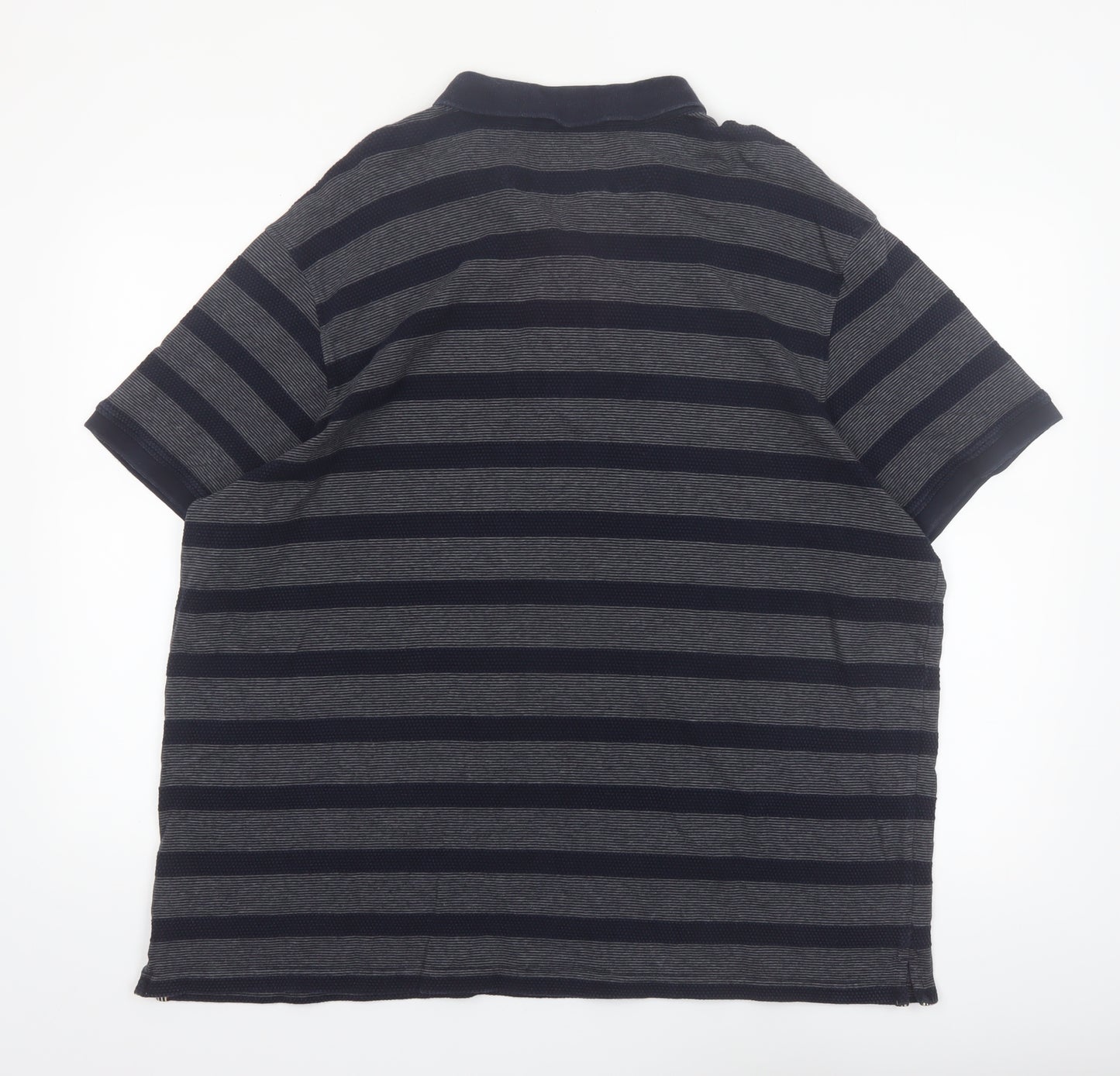 Hammond & Co Men's Navy Grey Striped Cotton Polo Shirt XXL Classic Fit