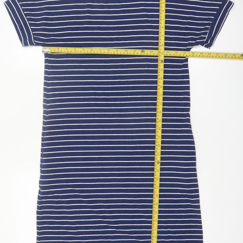 Woolovers Women Blue Stripe T-Shirt Dress Size S Casual Cotton