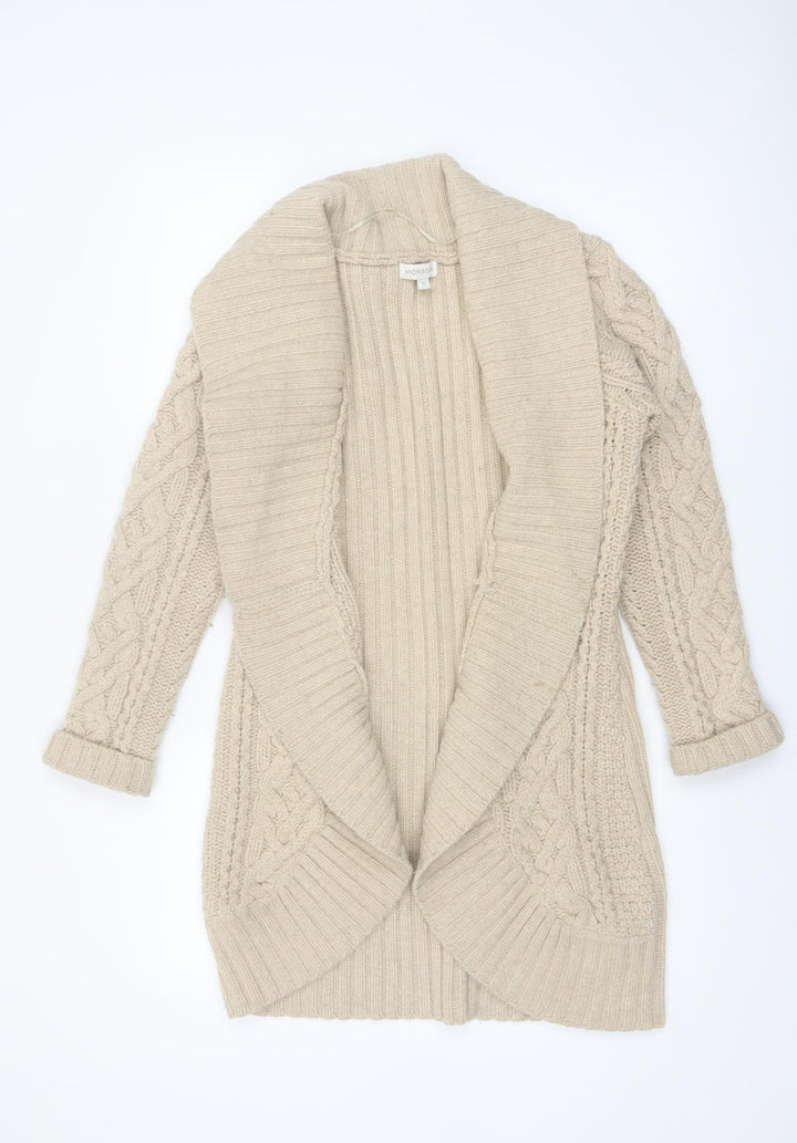 Monsoon Women’s Beige Lambswool Chunky Knit Cardigan Size S