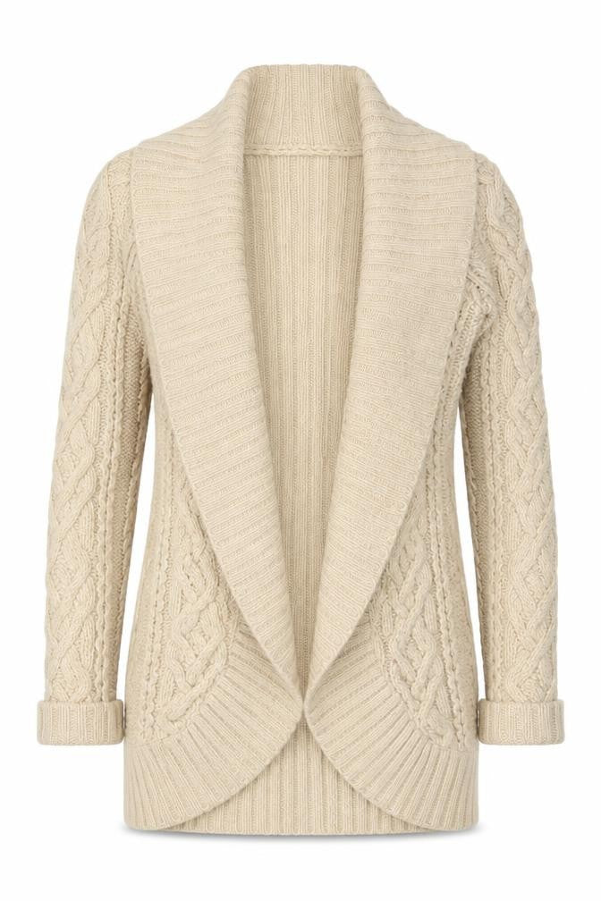 Monsoon Women’s Beige Lambswool Chunky Knit Cardigan Size S