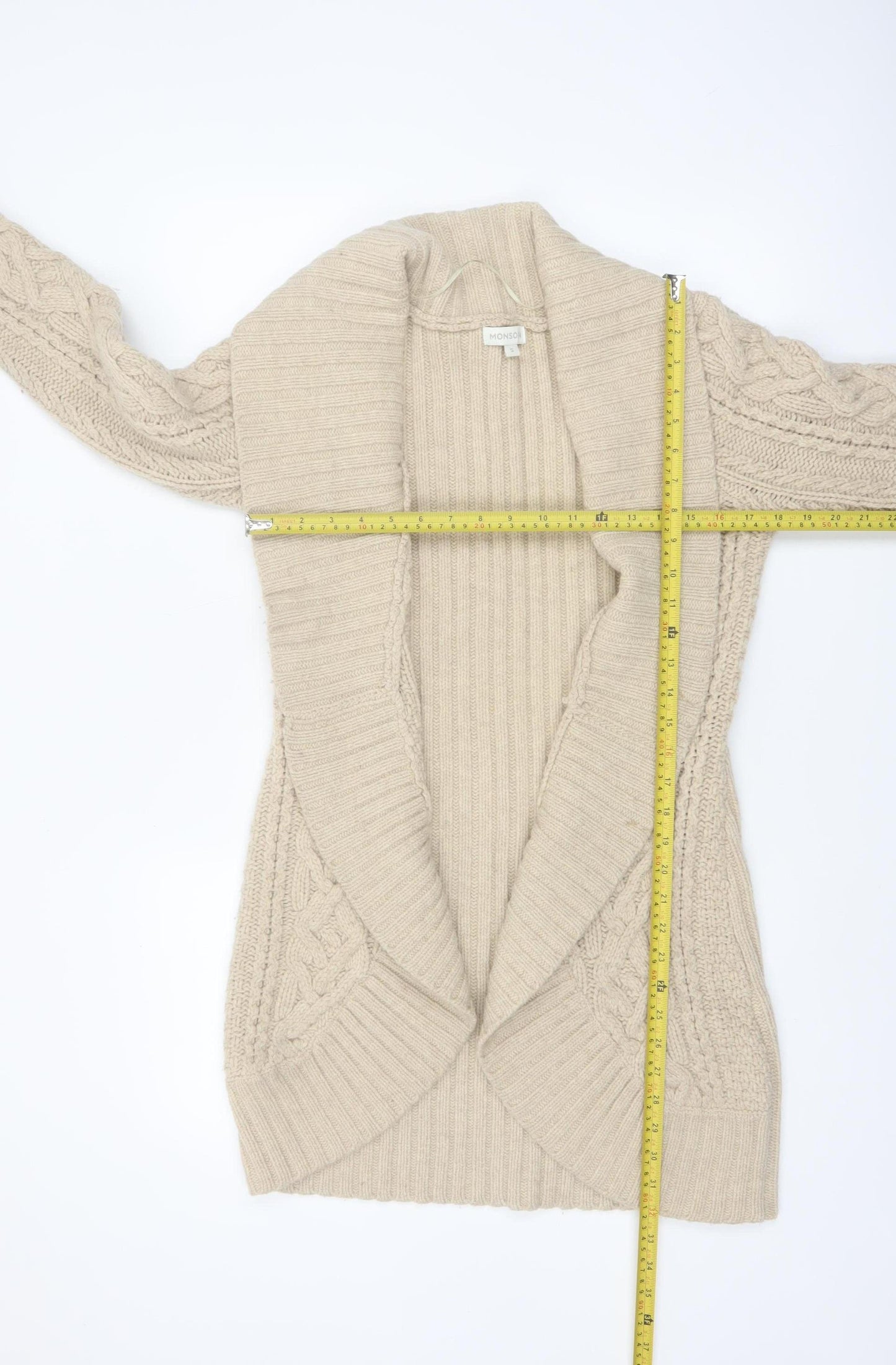 Monsoon Women’s Beige Lambswool Chunky Knit Cardigan Size S